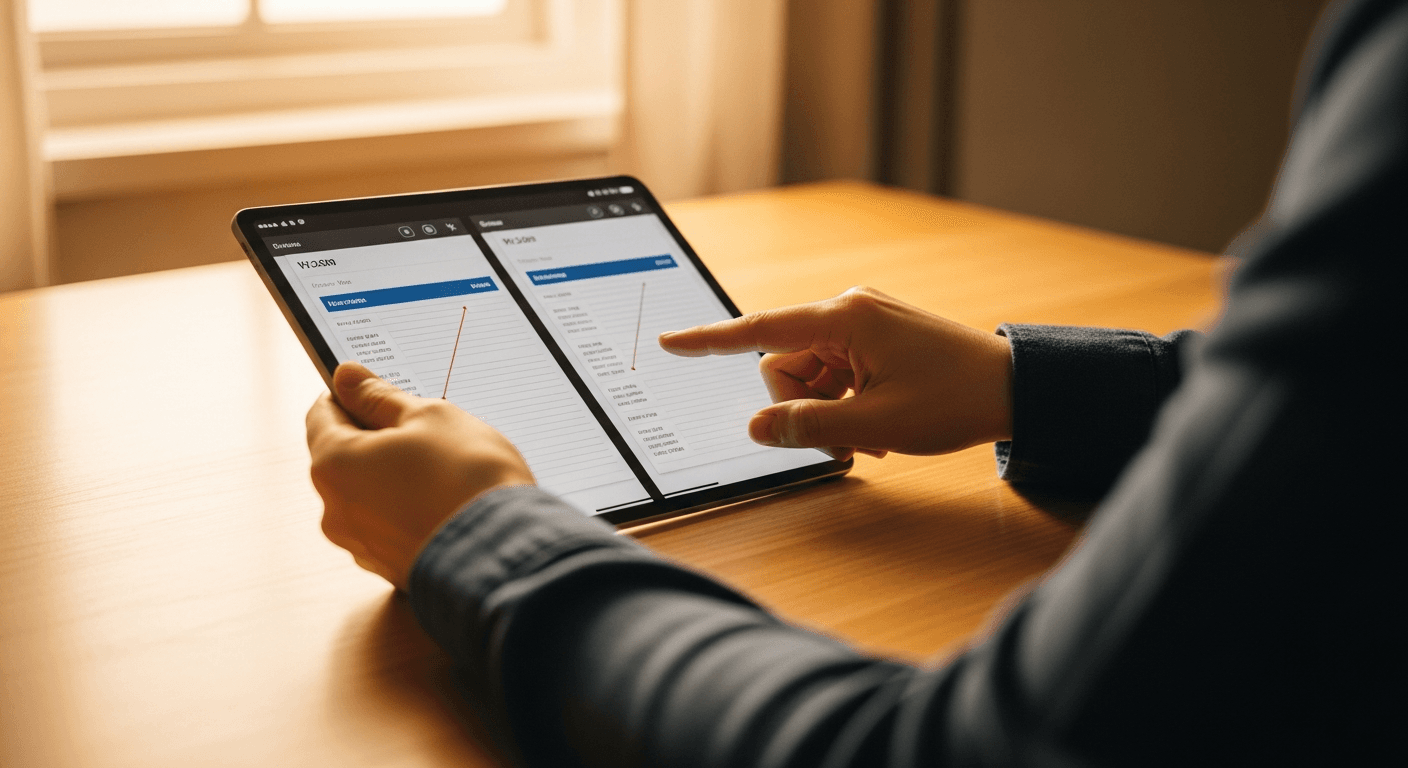 Comparaison de devis de déménagement sur une tablette